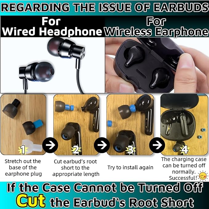 54Pcs Earbud Replacement Tips，Ear Bud Rubber Tips Silicone Earbud Tips Earbud - Image 3