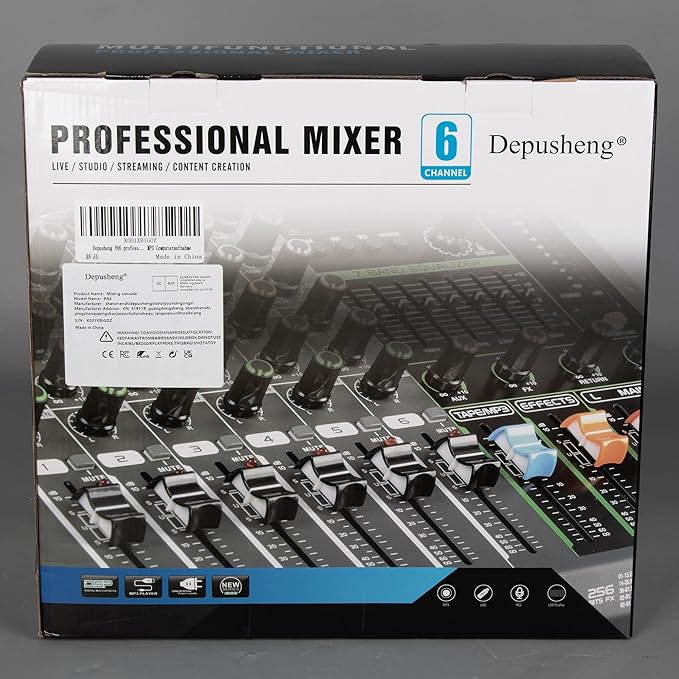 Depusheng PA6 professional DJ audio mixer 6 channel input built-in 256 kinds of - Image 10