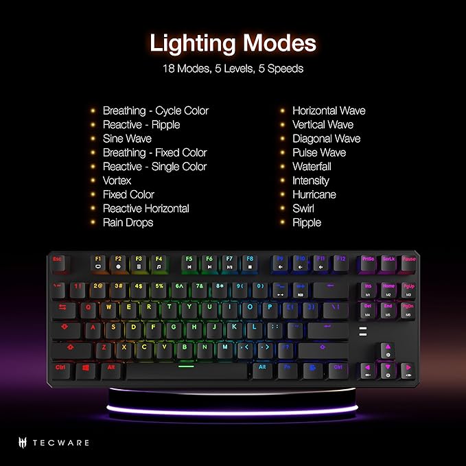 TECWARE Phantom 87 Key Mechanical Keyboard, RGB led, Outemu Brown Switch - Image 6