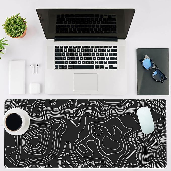 Mouse Pad Large Topographic Map Lines Non-Slip Game Desk Mat - Image 2