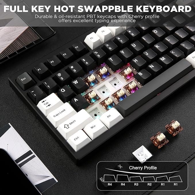 YUNZII AL80 Wireless Mechanical Keyboard, Full Aluminum CNC, Smart LCD Display - Image 6