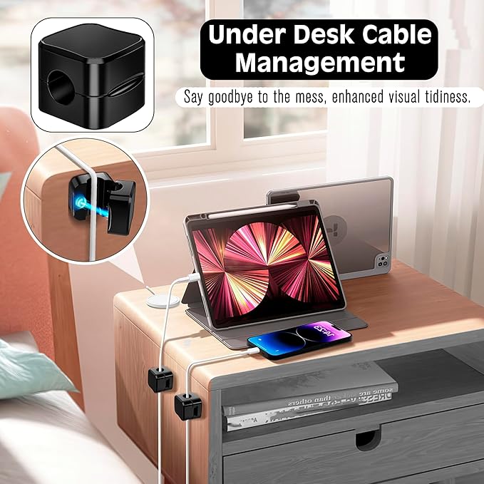 SaiTech IT Pack of 8 Magnetic Cable Clips, Cord Organizer Holder, - Image 8