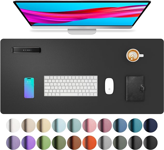 Aothia Leather Office Desk Pad Protector, Non-Slip PU Leather Desk Blotter by Aothia