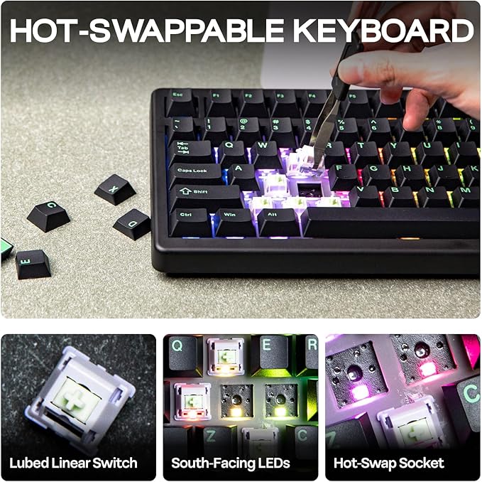EPOMAKER QK81 75% Wireless Mechanical Gaming Keyboard, QMK/VIA Programmable and - Image 5
