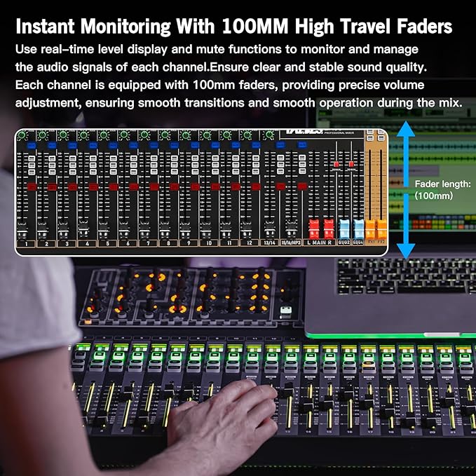 Professional Audio Mixer, 12 Channel Sound Board Mixing Console, Dual DSP - Image 3