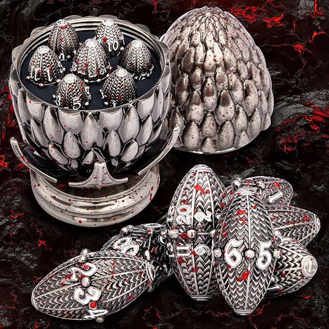 ARUOHHA DND Metal Dice Blood Splatter Dragon Egg Dice by ARUOHHA