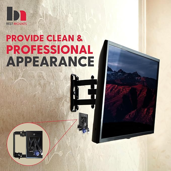 BestMounts - 1 Pack In Wall Cable Management Kit - Recessed Wall Plate Cable - Image 6