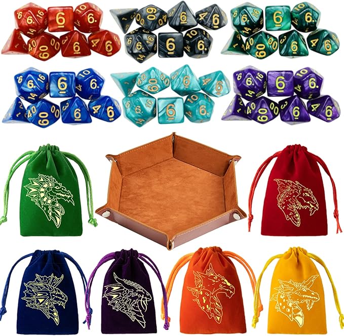 DND Dice Set 42 Pcs Polyhedral Dungeons and Dragons Rolling Dice by PUGED