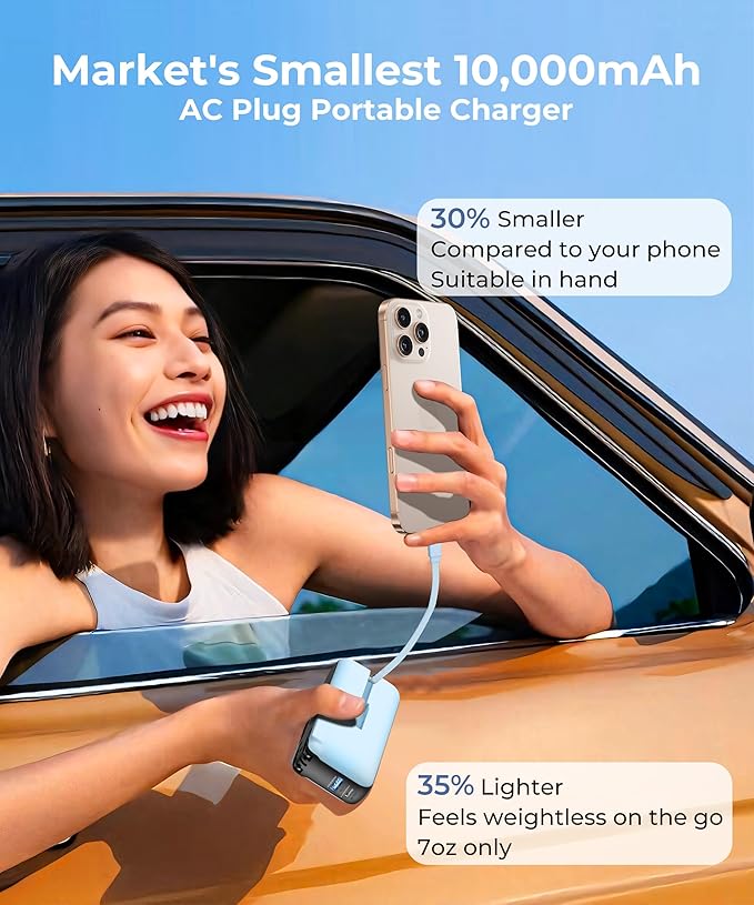 1 Pack Portable Charger with Built-in USB-C Cable & Plug, 000mAh 5V/4.5A Power - Image 5