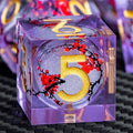 ARUOHHA DND Resin Dice Plum Blossom Liquid Core Golden Purple Sharp Edged by ARUOHHA