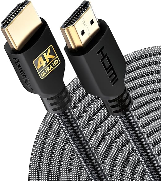 PowerBear 4K HDMI Cable 50 ft | High Speed, Braided Nylon & Gold Connectors by PowerBear