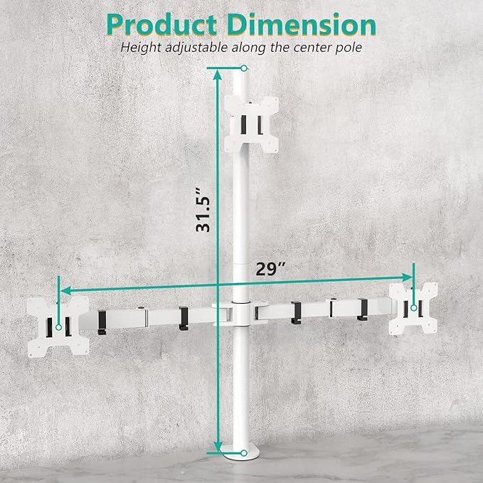 WALI Triple Monitor Stand, Fully Adjustable Three Monitor Desk Mount Fits 3 - Image 4