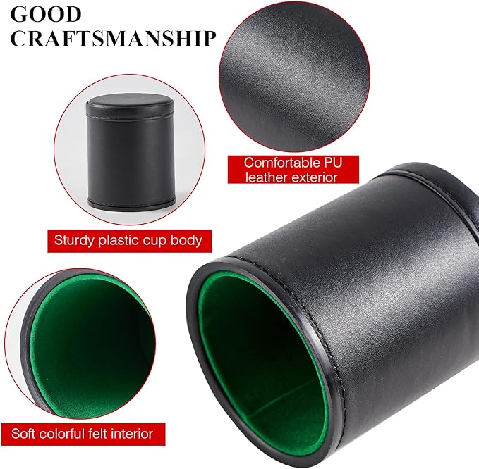 5 Pack Black Leather Dice Cups - Image 5