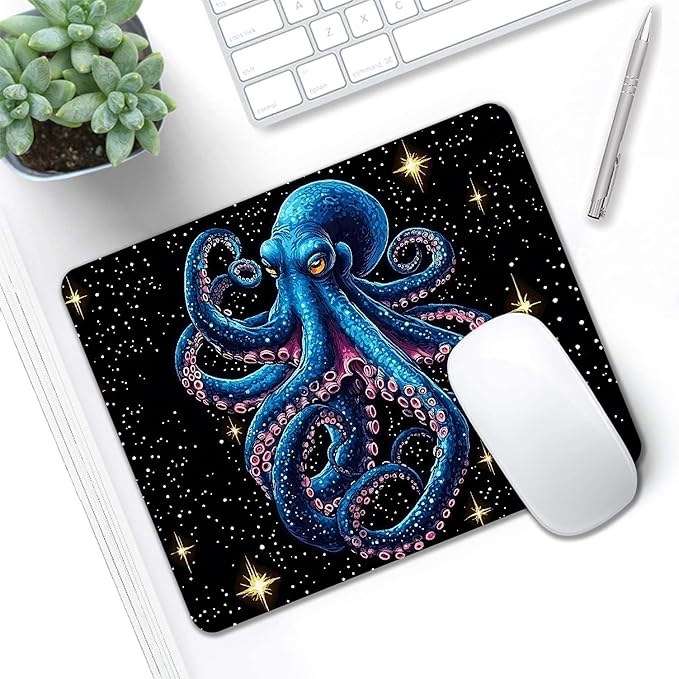 Mouse Pad, Cute Cool Blue Octopus Mouse Pads - Image 5