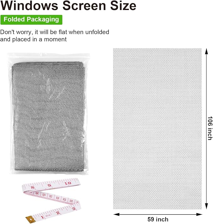 Replacement Window Screens, 59X106 Inch Durable Window Screen Mesh - Image 2