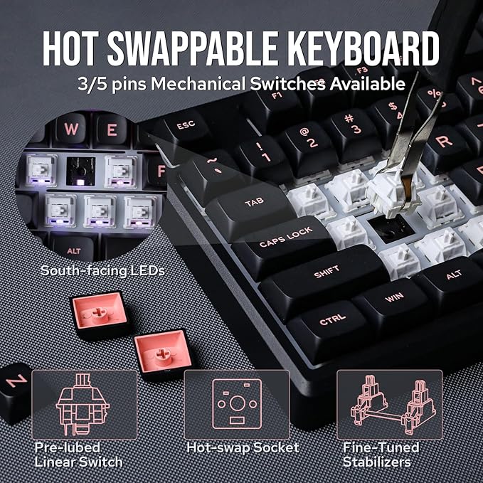 EPOMAKER Galaxy100 QMK/VIA Wireless Gaming Keyboard, Aluminum Shell, Pre-Lubed - Image 6