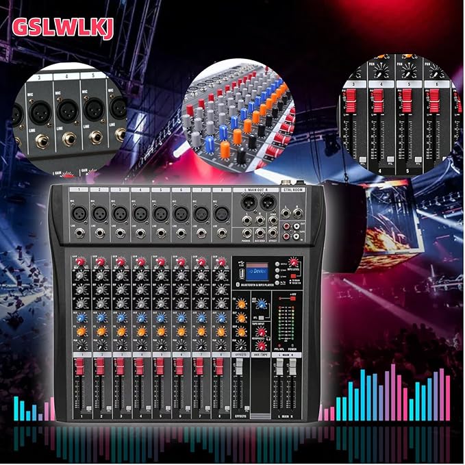 8 Channel Professional Digital Mixer Sound Board Console Bluetooth Live Studio - Image 6