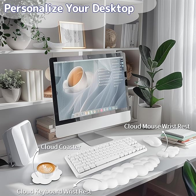 Cloud Wrist Rest Keyboard, Cloud Keyboard Wrist Pad Set - Image 2