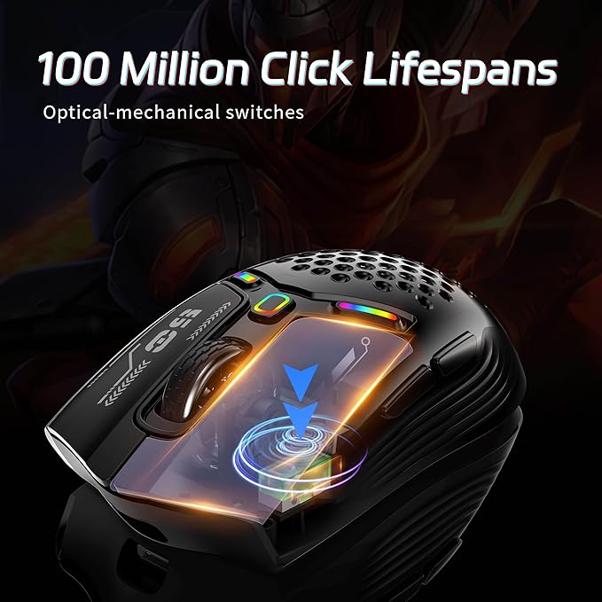 TENMOS M530 Wireless Gaming Mouse, 2.4G/Bluetooth/USB C Wired Rechargeable Mouse - Image 7