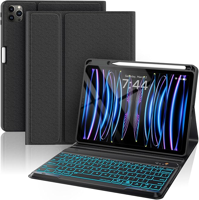 Keyboard Case for iPad Air 5th/4th Pro 11 inch, 7-Color Backlit Detachable by OPAKIT