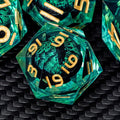 ARUOHHA Dragon Eye Dice Liquid Core DND Dice Green Sharp Edged Dice Set by ARUOHHA