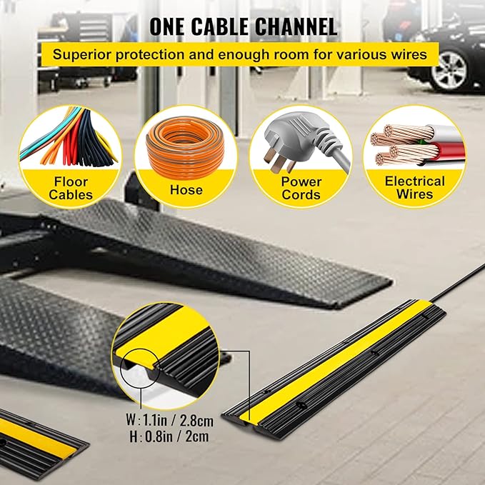 Happybuy 4 Pack of 1-Channel Rubber Cable Protector Ramps Heavy Duty 18000Lbs - Image 3