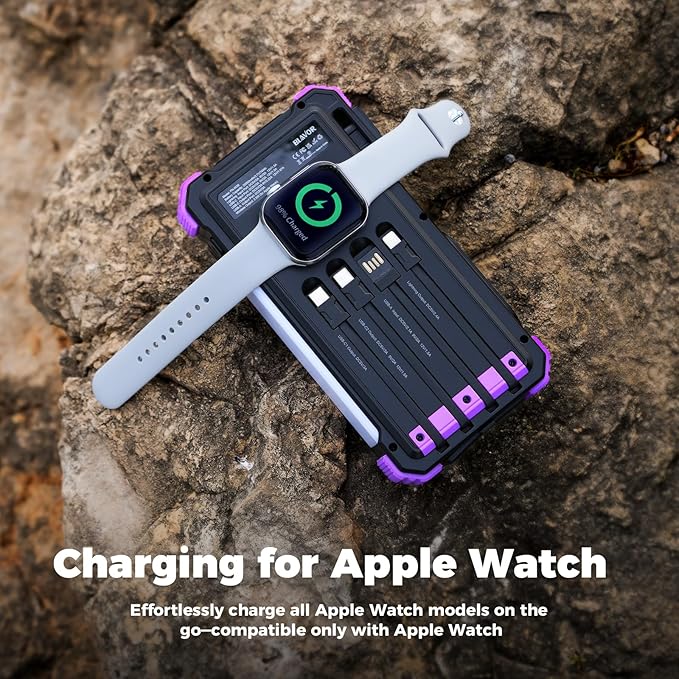 BLAVOR Solar Power Bank 20000mAh/74000mWh Built-in Cables, Wireless Charger - Image 4