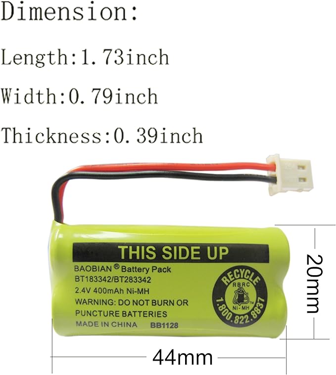 2.4V 400mAh Cordless Home Phone Battery - Image 3