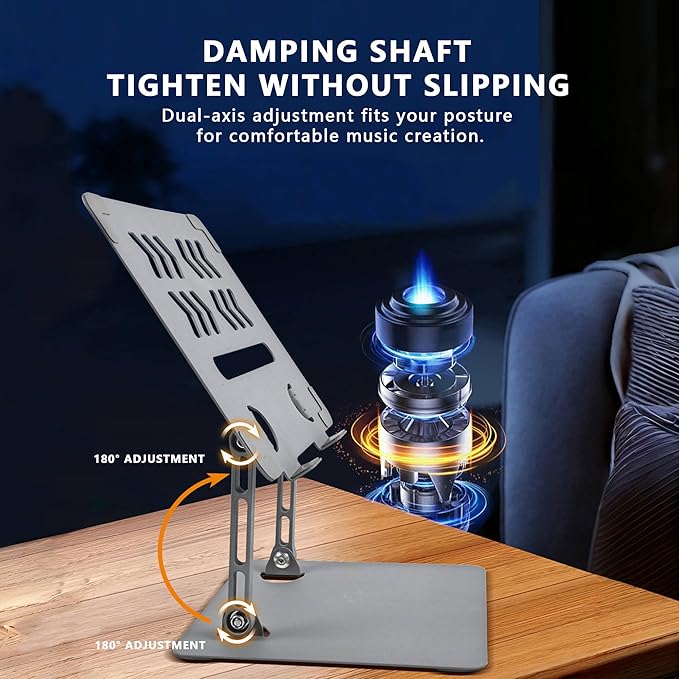 Home Studio Small Desktop Mixer Stand, Aluminum Portable Folding Heat - Image 5