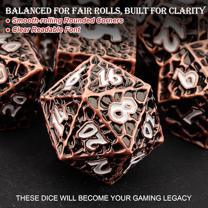 Haxtec Metal DND Dice Set Polyhedral D&D Dice Compatible - Image 5