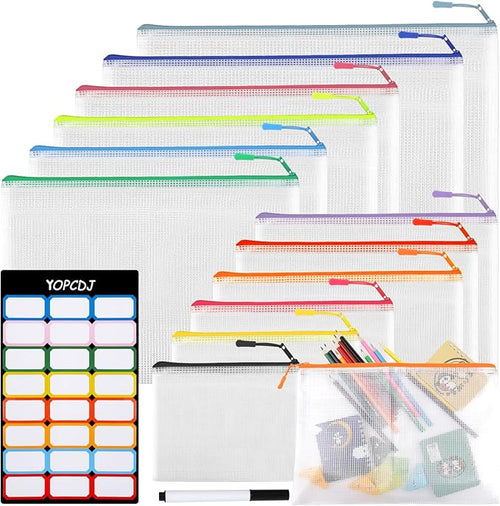 12 Mesh Zipper Pouch Bags by YOPCDJ