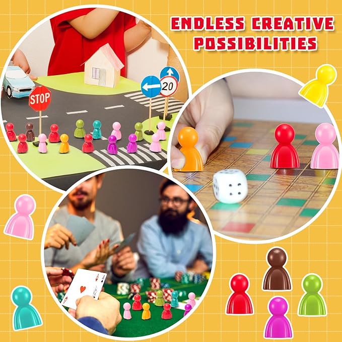 Liliful 200 Pcs Board Game Pieces Plastic Multi-Color Pawns Ideal Game Tokens - Image 6