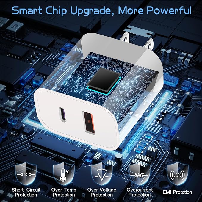 iPhone 16 15 Charger Fast Charging Block, Dual Port USB A/C Charger Adapter Plug - Image 4