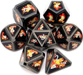 Haxtec Fire Bolt Real Scene Metal DND Dice Set Black Polyhedral Metal Dice by HaxtecDice