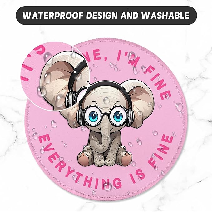 ITNRSIIET Round Mouse Pad with Stitched Edge Premium-Textured Waterproof - Image 5