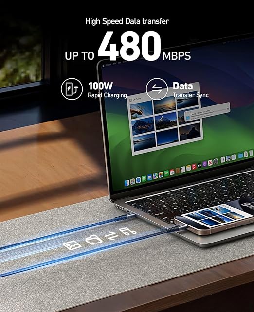 Dasku USB C to USB C Cable, 5 Pack Charger Cable 60 W Fast Type C Charging Cord - Image 3