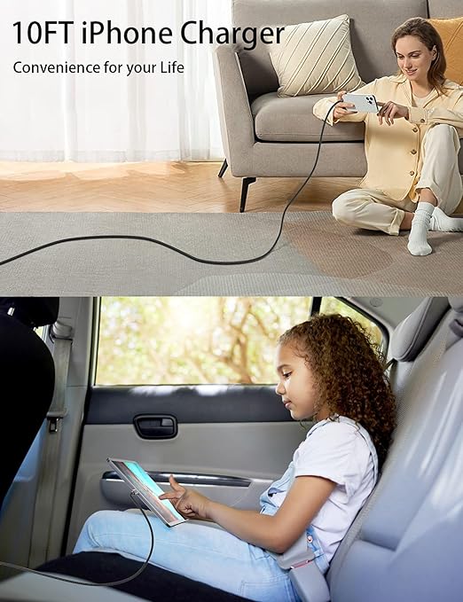 10ft USB C to Lightning Cable 2Pack, Power Delivery USB C iPhone Charger Fast - Image 4