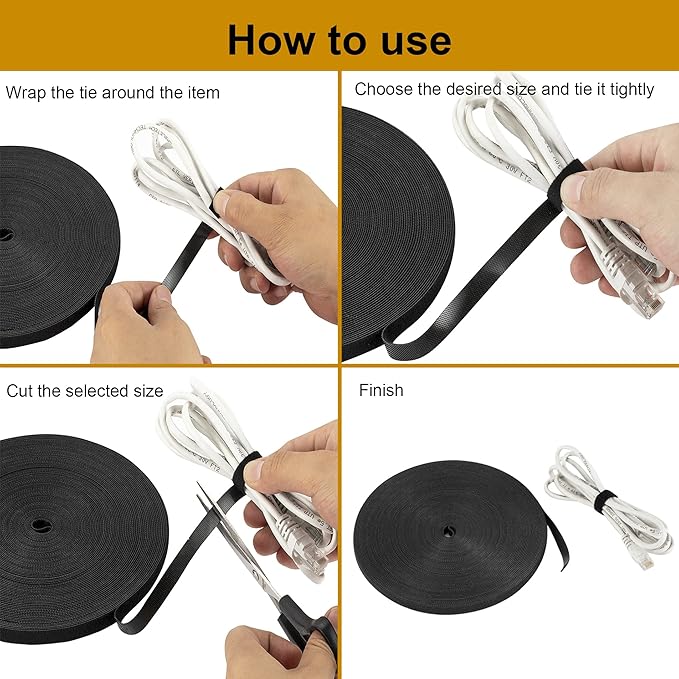 1/2 inch Reusable Fastening Tape Cable Ties Double-Sided Hook-and-Loop Cable - Image 5