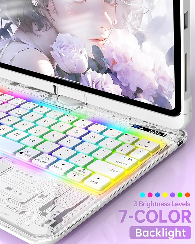 Intermerge for iPad 9th 10.2 inch Keyboard Case, 360° Transparent Multi-Touch - Image 5