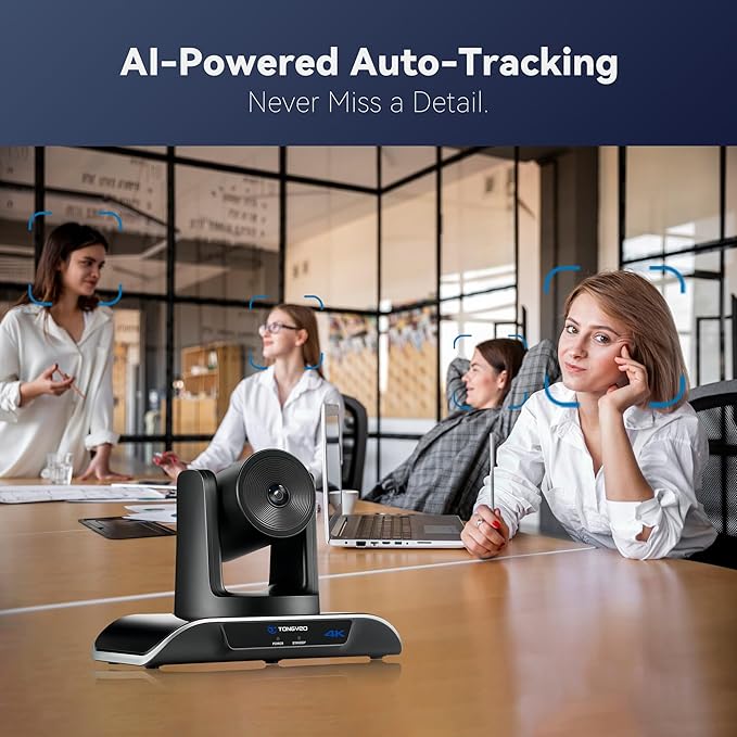 TONGVEO 4K PTZ Camera with AI-Powered Auto-Tracking 5X Digital Zoom USB 3.0 - Image 4