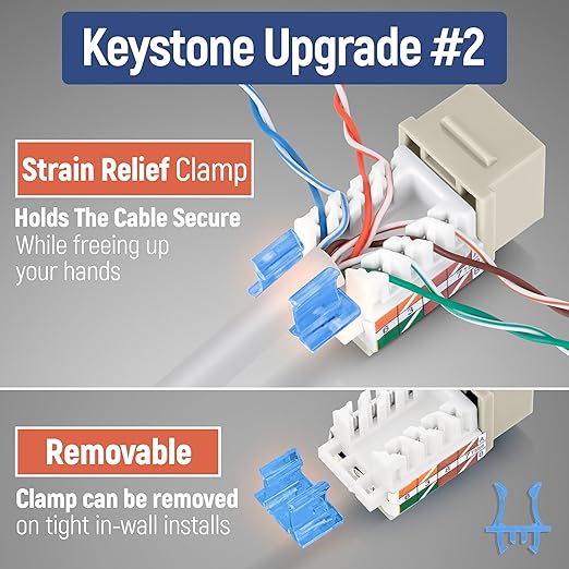 Everest 45° Angled RJ45 Cat5e Keystone Jacks 10-Pack in Ivory - Image 4