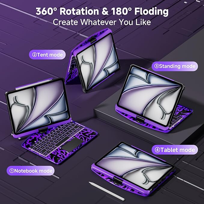 Keyboard Case for iPad 11 inch Pro 4/3/2/1st Gen & 11’’ iPad Air 2025 M3 - Image 3
