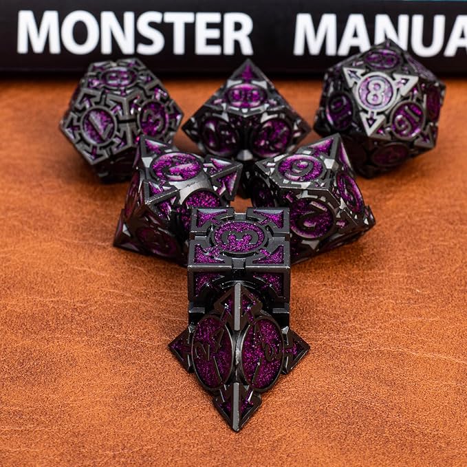 Purple Black Nickel Finish Heavy Metal DND Dice Set - Image 6