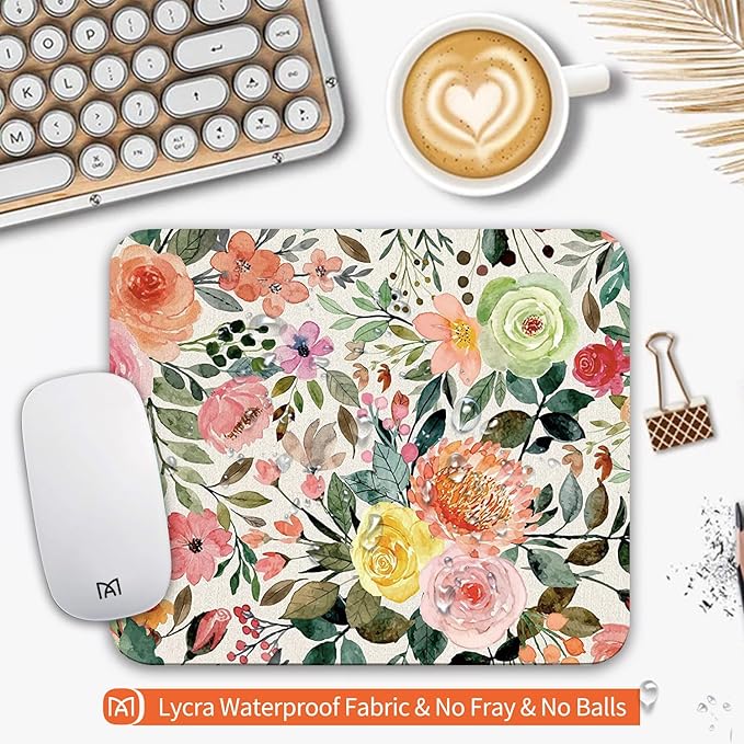 Square Mouse Pad Watercolour Floral, Personalized Premium-Textured Custom Mouse - Image 3