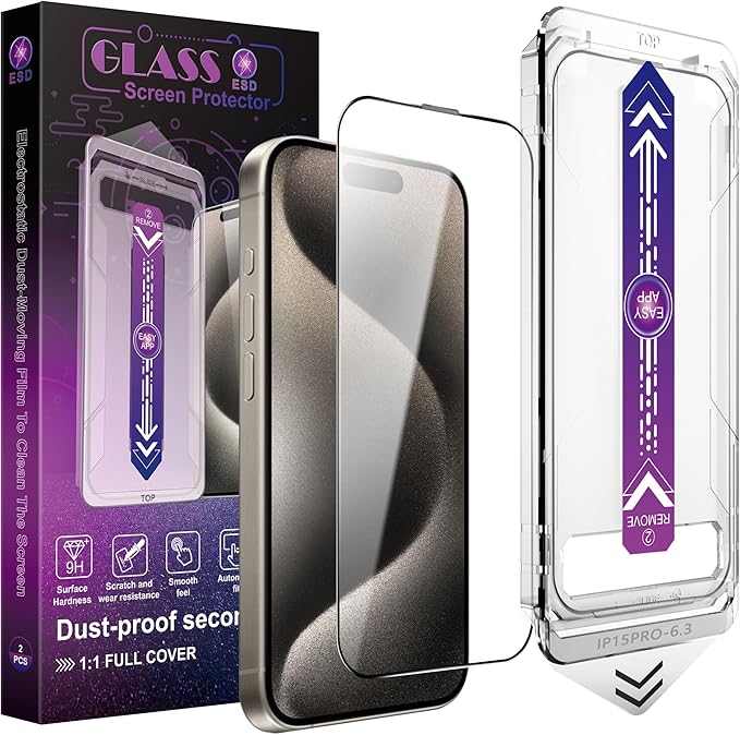 2 Pack Screen Protector for iPhone 16 Pro, 9H Tempered Glass, Full Coverage by Unknown