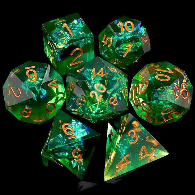 Haxtec Sharp Dice Resin DND Dice Set Polyhedral D&D Dice by HaxtecDice
