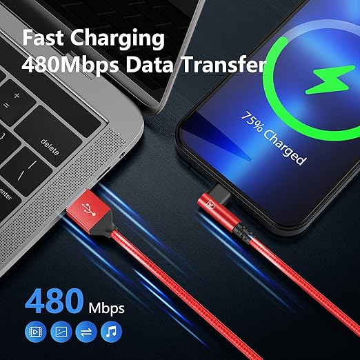 3Pack 90 Degree Lightning Cable, iPhone Charger Cable 6ft, Long Fast Charging - Image 5