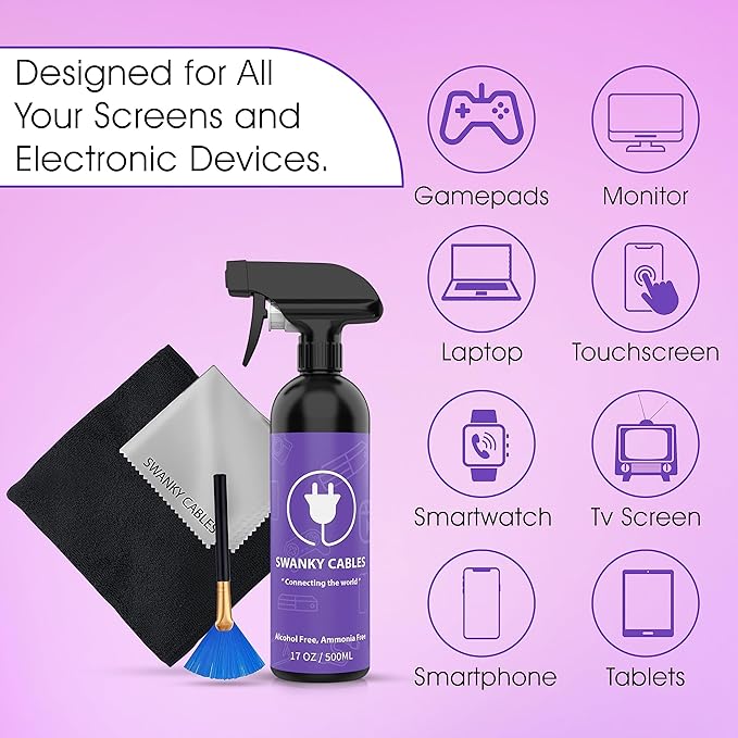 Swanky Computer Screen Cleaner Kit: Set of Electronic Cleaner Spray Microfiber - Image 5