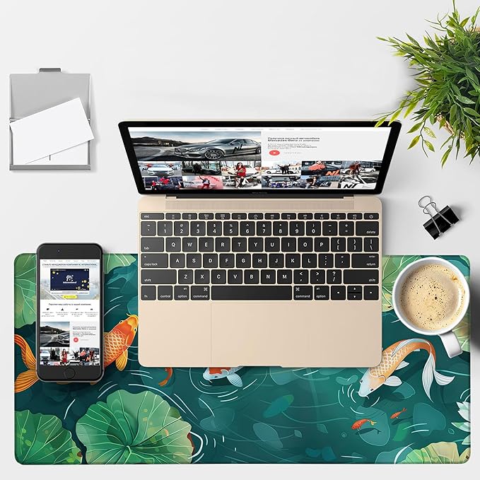 Colorful Koi Fish Gaming Mouse Pad 3mm Thick Stitched Edge Waterproof Non-Slip - Image 4