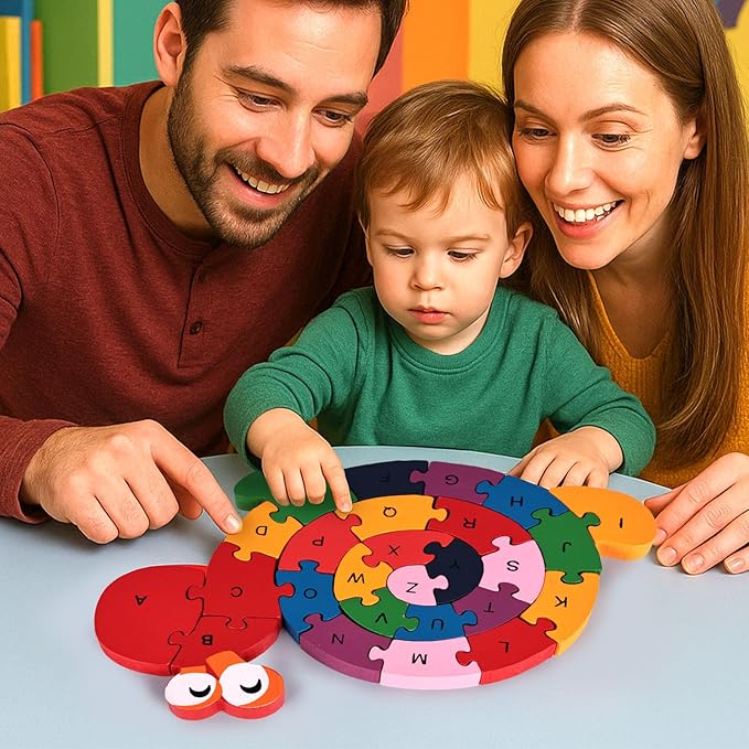 LovesTown Wooden Alphabet Snail Jigsaw Puzzles, Montessori Letters Numbers - Image 4